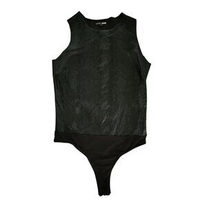 Fashion Nova Black Snake Print Sleeveless Bodysuit L Polyester Spandex